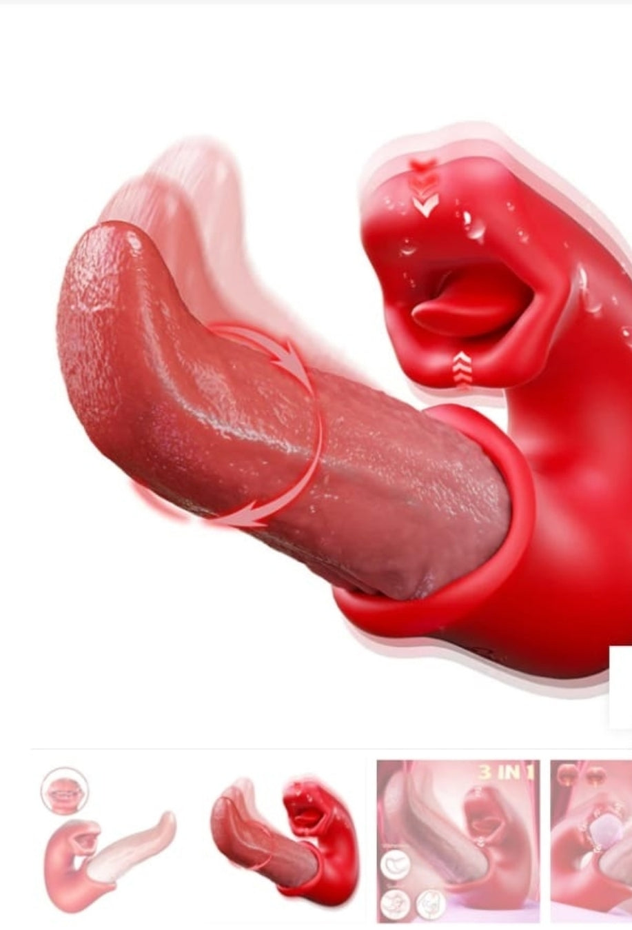 3in1 D vibrator -Rose toy with G spot clit & tongue action